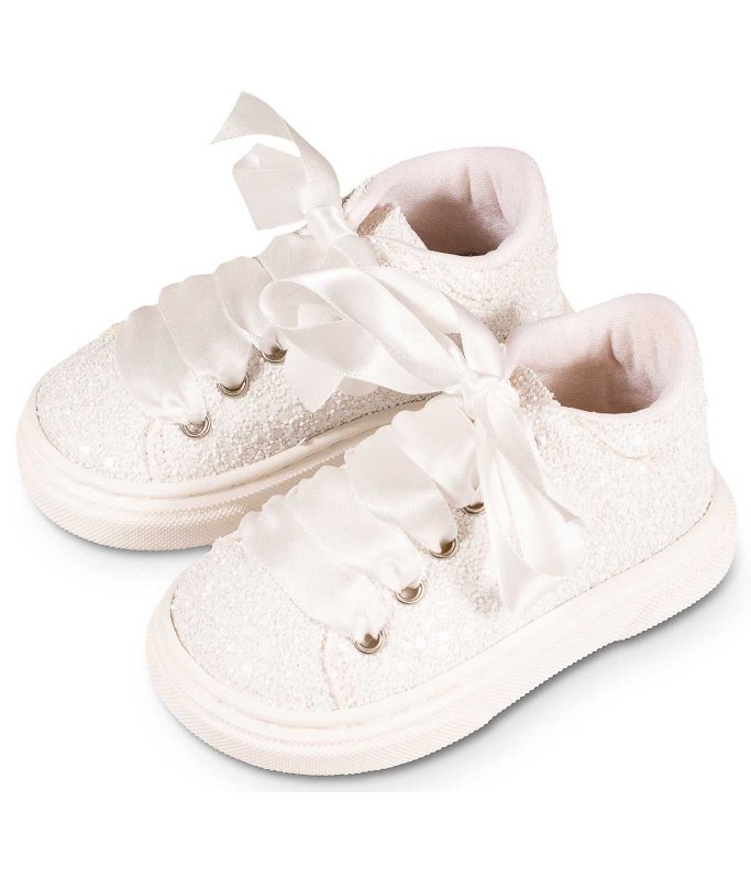 Δετό Σνίκερ απο Γκλίτερ Ύφασμα EXC5856 Λευκό