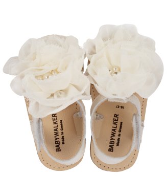 Πέδιλο με  Chiffon Λουλούδια MI1559 Εκρού