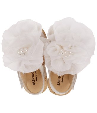 Πέδιλο με  Chiffon Λουλούδια MI1559 Λευκό