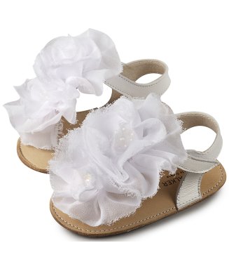 Πέδιλο με  Chiffon Λουλούδια MI1559 Λευκό