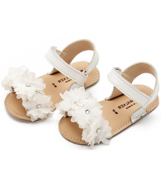 Πέδιλο με Chiffon Λουλούδια MI1633 Λευκό