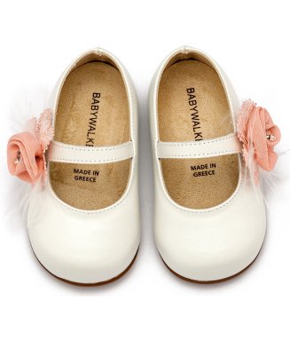 Γοβάκι  Μονή Μπαρέτα με Λουλούδι  PRI2640 Εκρού Ροζ