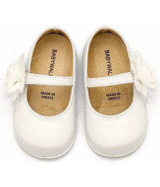 Γοβάκι  Μονή Μπαρέτα με Λουλούδι  PRI2640 Λευκό