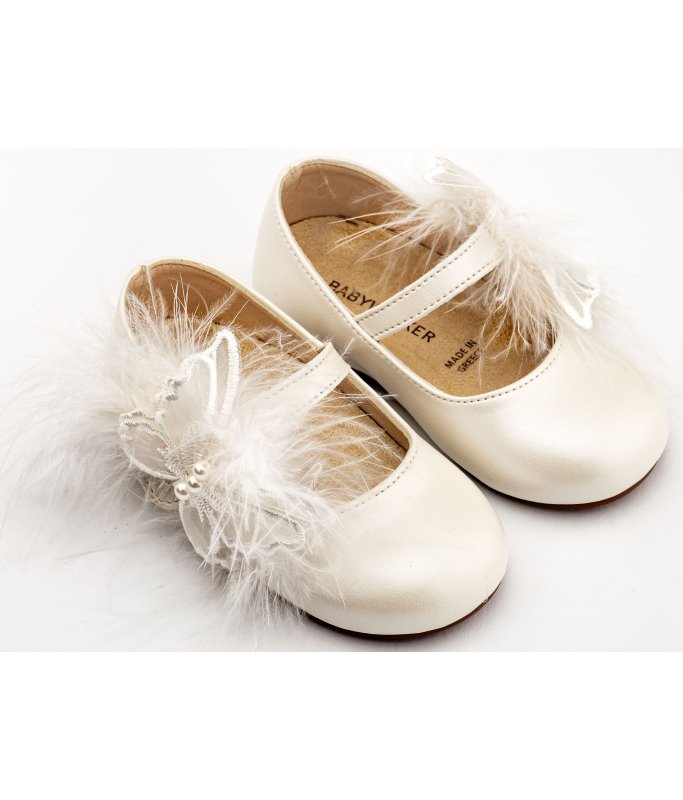 Γοβάκι Μονή Μπαρέτα Διακοσμημένη με Χειροποίητο Διακοσμητικό BS3598 εκρου