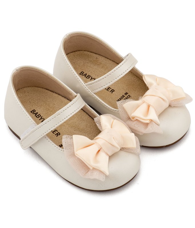 Γοβάκι Μονή Μπαρέτα Διακοσμημένη με Χειροποίητο Διακοσμητικό BS3599 εκρου